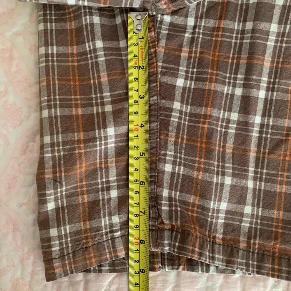 OshKosh B'Gosh Shorts Boys 7X Brown Plaid Cargo Flat Front Pockets Adjustable